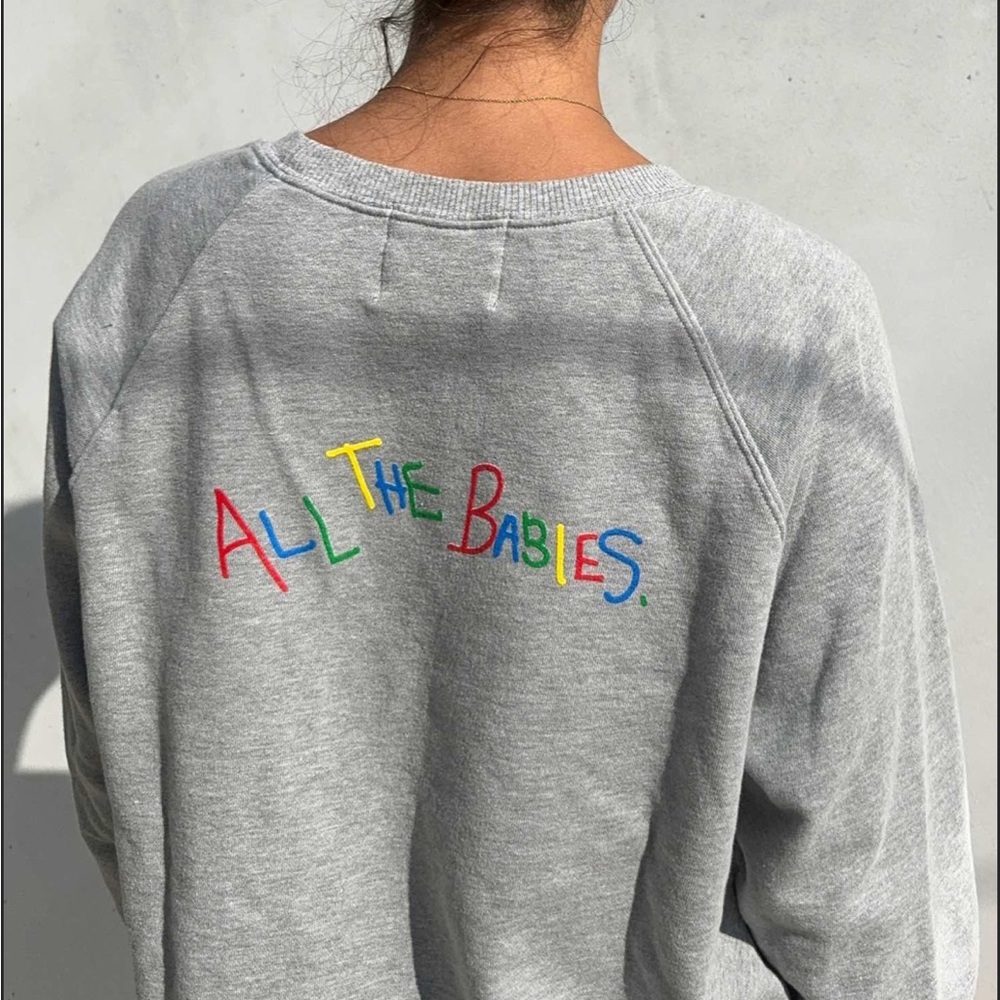 All the babies Gray Sweatshirt with Colorful Embroidery